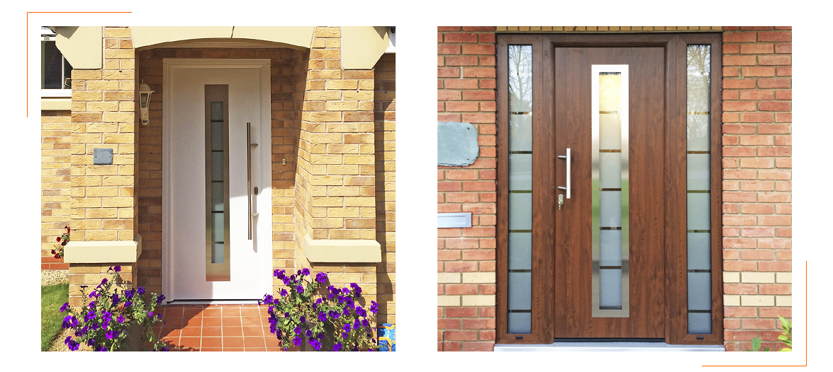 white and golden oak entrance door finishes