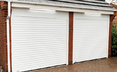 Pair of Roller Doors with Lights installed by The Garage Door Centre