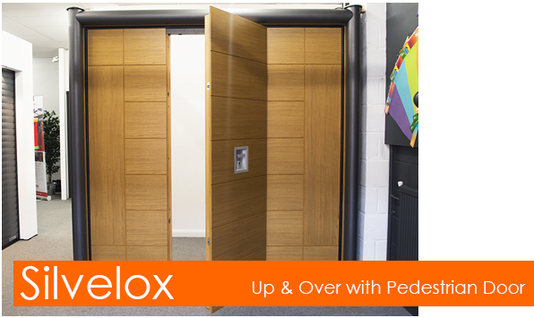 Silvelox up and over garage door with built-in pedestrian door