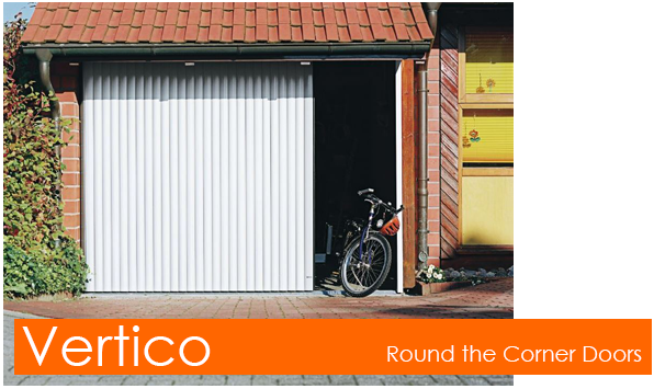 Vertico Round the Corner Garage Door for easy pedestrian access 