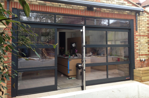 The Garage Door Centre Doors Kettering Wellingborough Glass Sectional Door With Pedestrian Inset