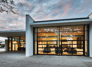 Pair of ALRF42 clear glazed sectional door on a garage