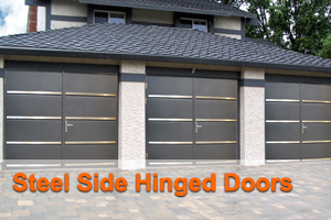 Steel side hinged garage doors