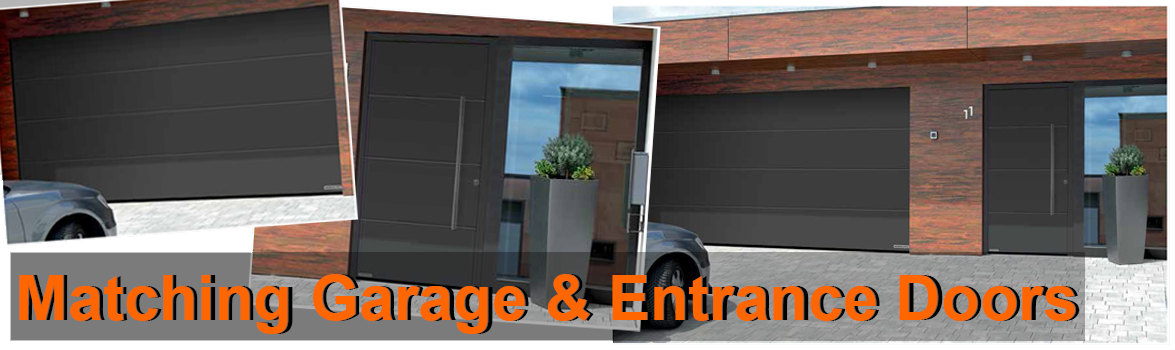 Matching Garage Entrance Doors From The, Modern Garage And Front Doors