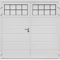 Centre Horizontal Design - Carteck Side Hinged Garage Door Mock Lead Effect Windows