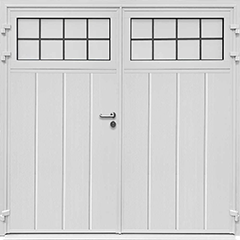 Centre Vertical Design - Carteck Side Hinged Garage Door Mock Lead Effect Windows