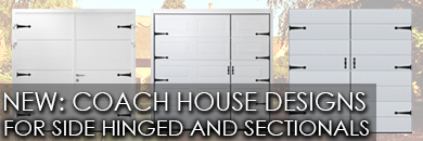 New Coach House Designs for Carteck Side Hinged and Sectional Garage Doors