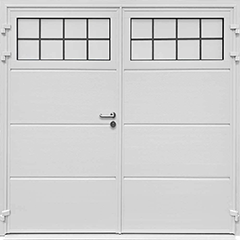 Solid Horizontal Design - Carteck Side Hinged Garage Door Mock Lead Effect Windows