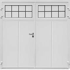 Solid Vertical Design - Carteck Side Hinged Garage Door Mock Lead Effect Windows