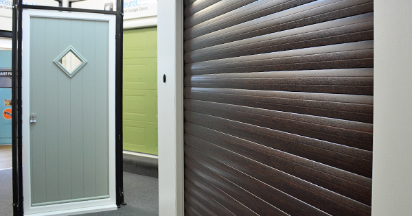 Doors on display in The Garage Door Centre showroom