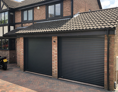 Electric aluminium roller shutter garage Door in Black