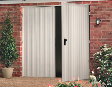 Single Skin Side Hinged Garage Door in White 