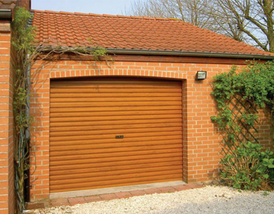 Single Skin, Steel Roller Garage Door - Wood effect finish 