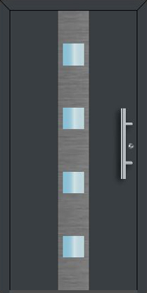 Style 115, Ryterna front entrance door with brushed aluminium decor with windows