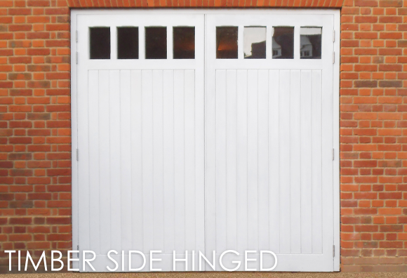 Timber side hinged garage door