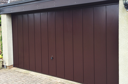 Black double width up and over garage door