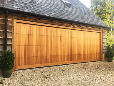 Cedarwood timber double sectional garage door