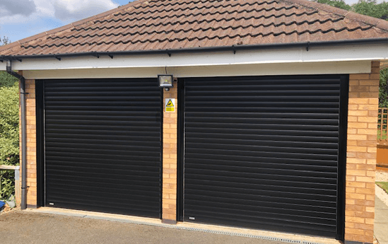 Pair of Black Roller Garage Doors