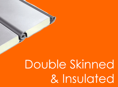 Insulated, double skinned roller door slat
