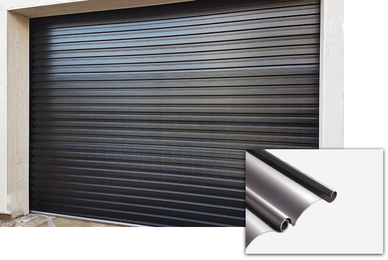 Steel roller shutter garage door