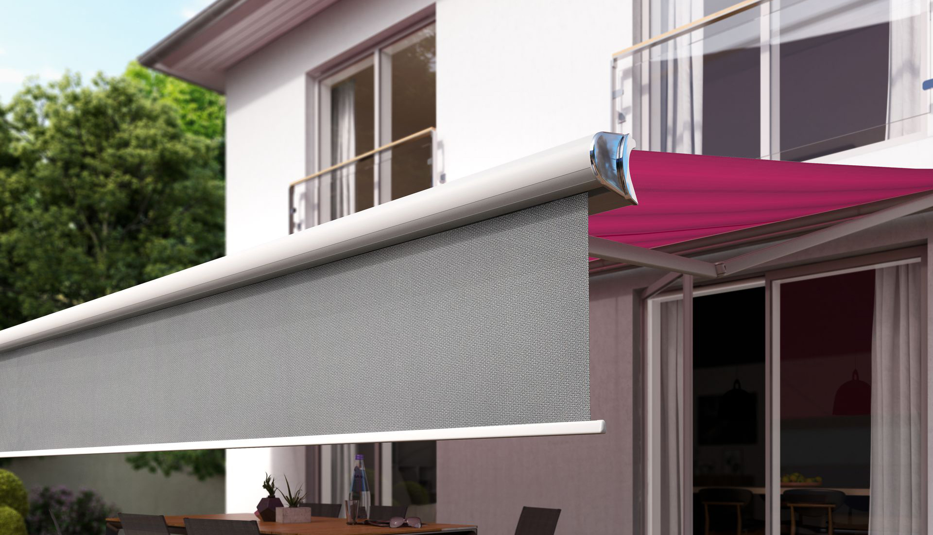 Mái hiên có thể thu vào với đường diềm thả xuống