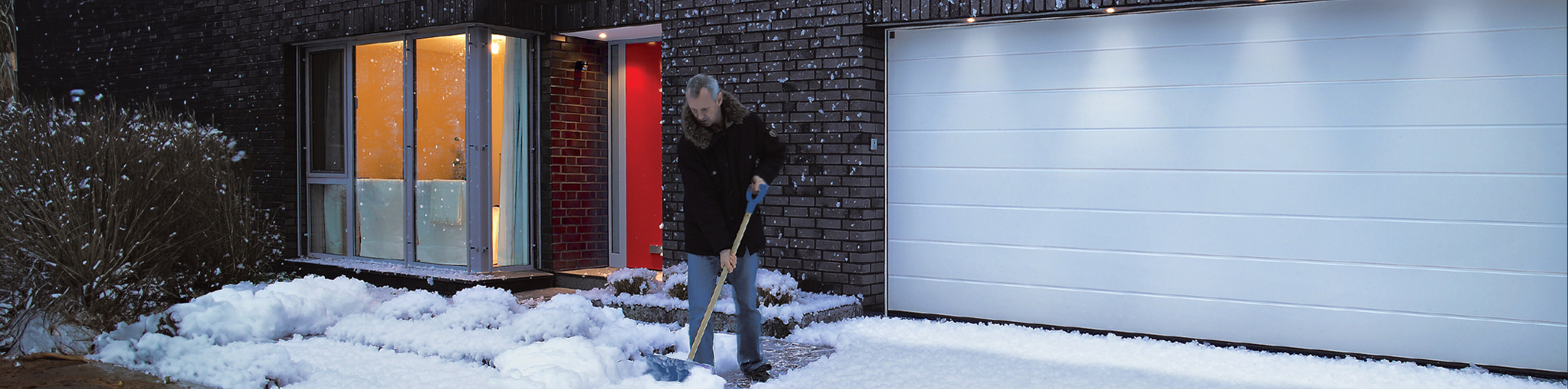 Sectional door in snow