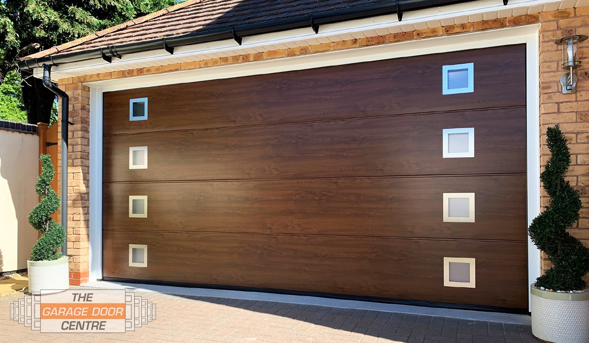 double garage door with windows