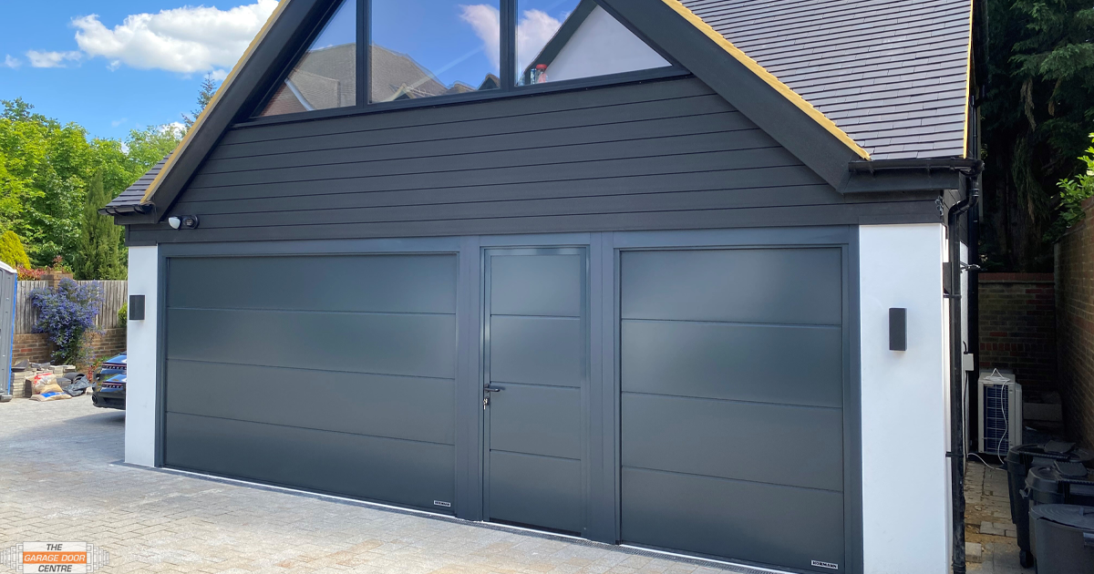 Double garage door with entrance door