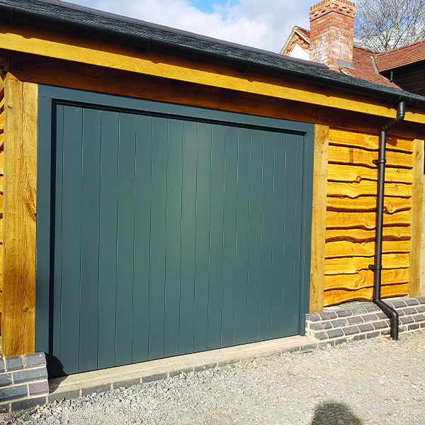 Grey up and over timber door