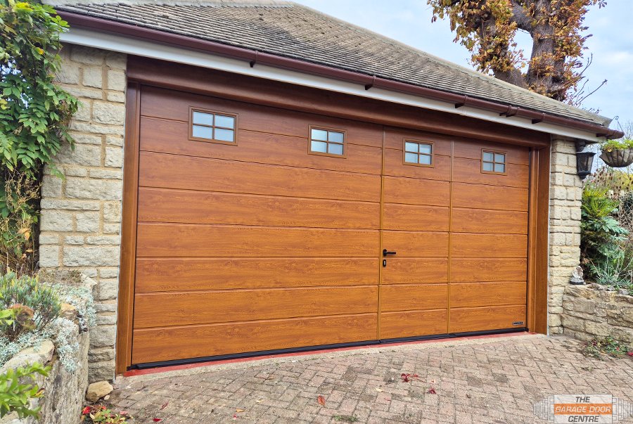 Hormann Sectional Garage Door with Windows and Wicket Door
