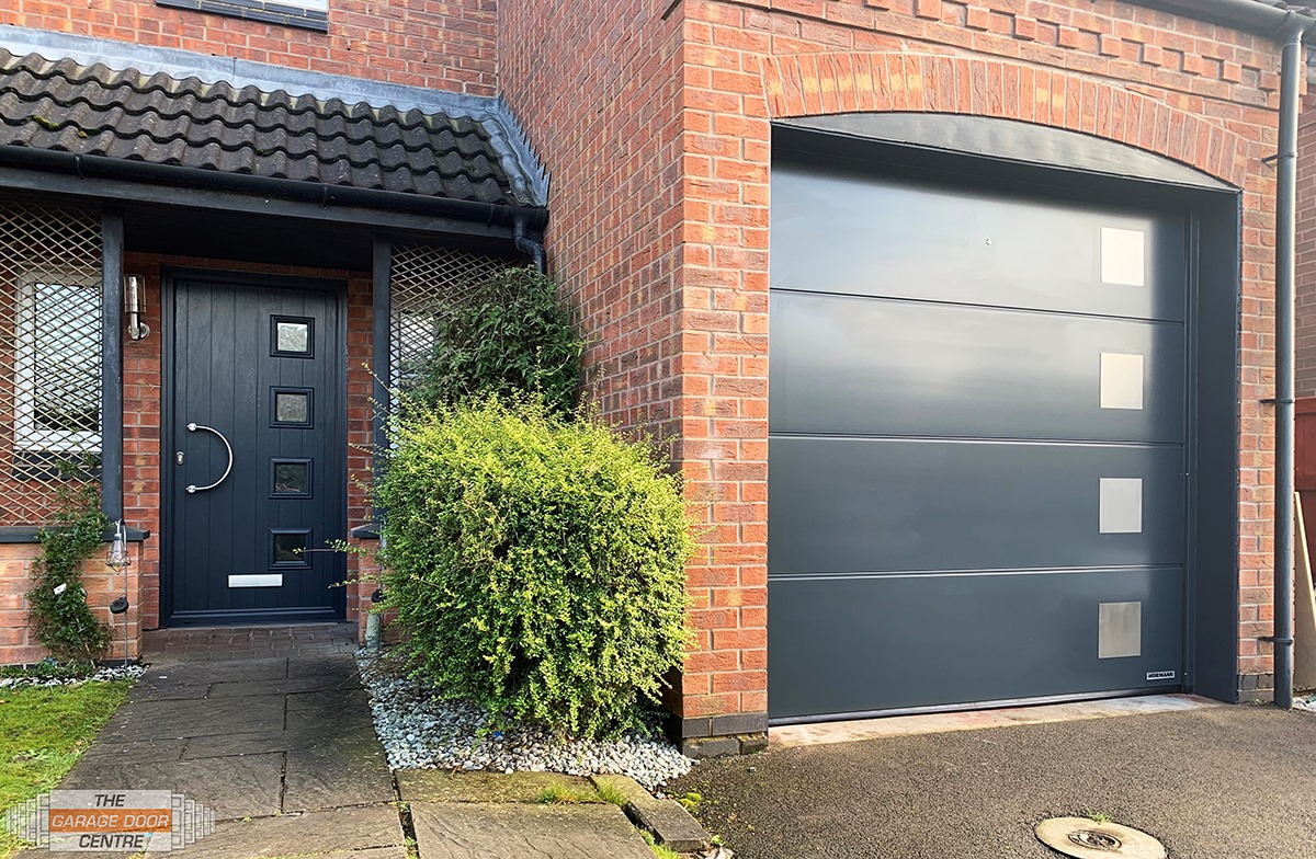 matching garage door and entrance door with window