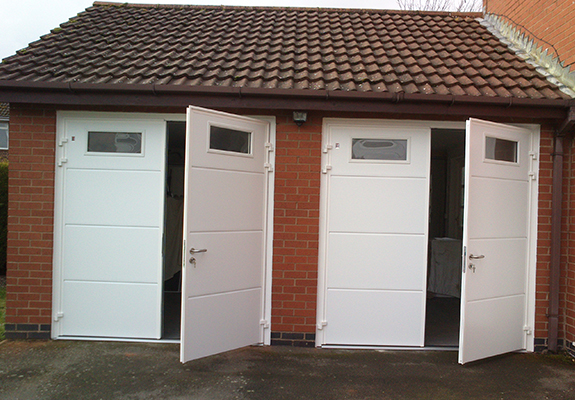 Carteck Wide Ribbed Doors in white with windows