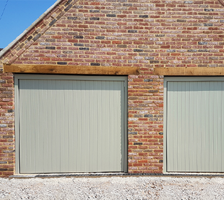 Timber doors in pebble grey