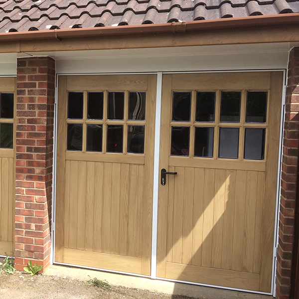 side hinged garage door leaf fully open