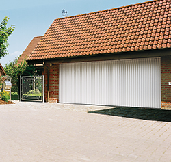 White SWS Vertico Round the Corner garage doors 